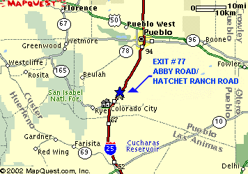 Map to Greenhorn Horse Hotel